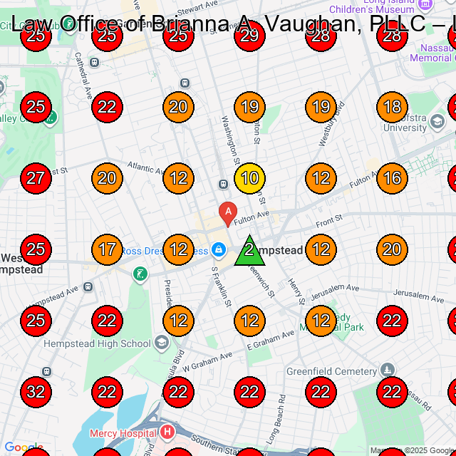 Law Office of Brianna A. Vaughan, PLLC GeoGrid visibility map for Legal Services in 236 Fulton Ave SUITE 204